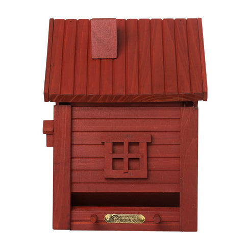 Talomallinen ruokinta ja linnunpönttö, kokopunainen, WG1125 - lentoaukko 32mm